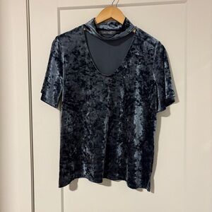 Coin 1804 Crushed Velvet Choker Top – Blue - Y2K / Night Out / Dark feminine